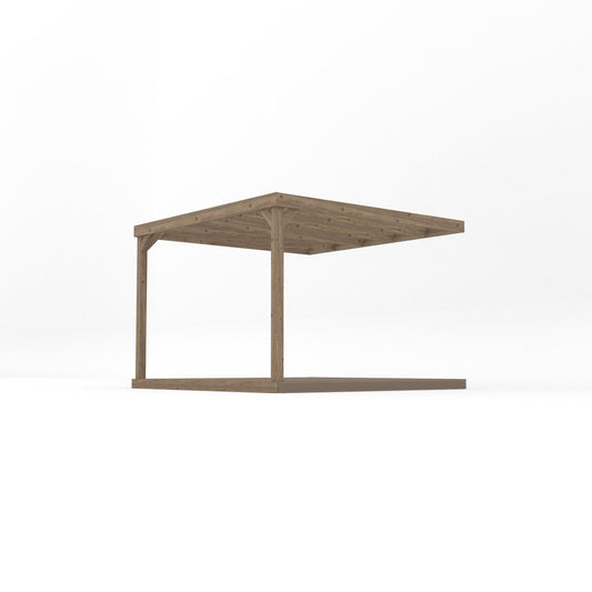Veranda | Timber Box Veranda | Integrated Decking Base | Wall Mounted Garden Structure | Rustic Brown | 3m Depth x 3m Length