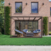 Veranda | Timber Box Veranda | Integrated Decking Base | Wall Mounted Garden Structure | Rustic Brown | 2.4m Depth x 2.4m Length