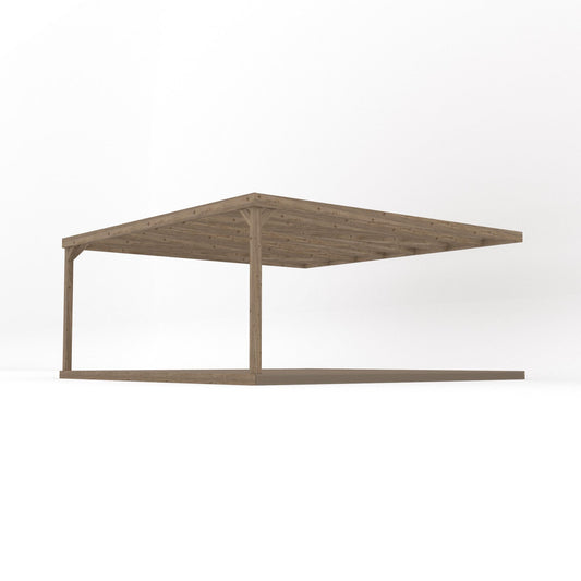 Veranda | Timber Box Veranda | Integrated Decking Base | Wall Mounted Garden Structure | Rustic Brown | 4.8m Depth x 4.8m Length