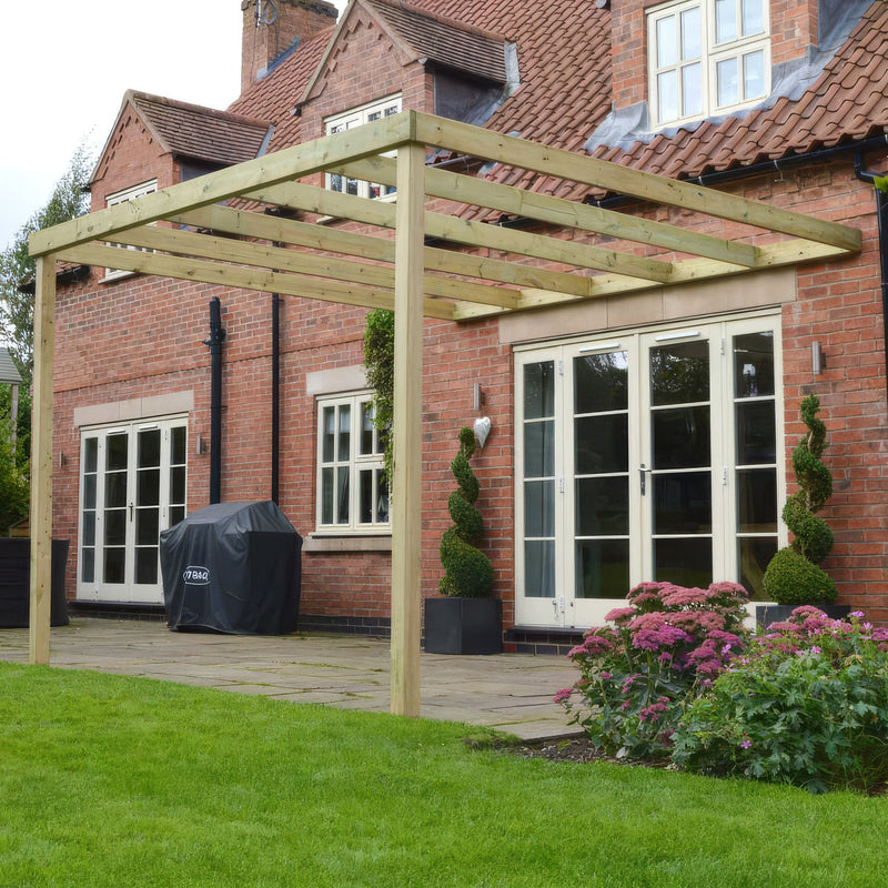 Wall Mounted Box Pergola - Light Green - 2.4m Depth x 2.4m Length