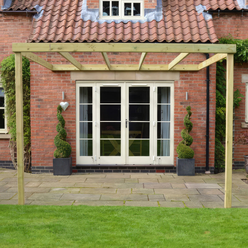 Wall Mounted Box Pergola - Light Green - 3.6m Depth x 7.2m Length