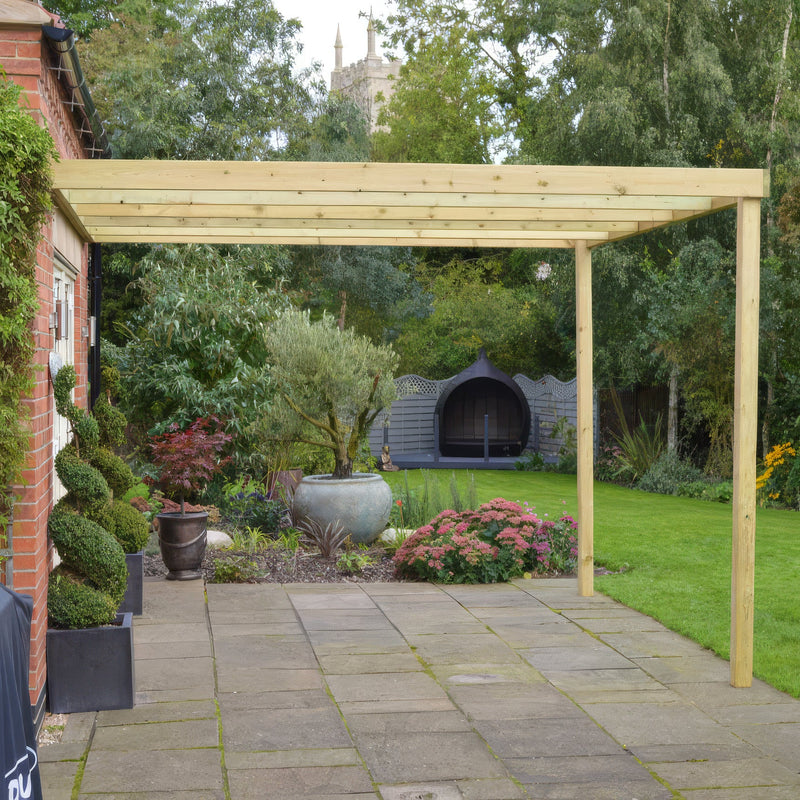 Wall Mounted Box Pergola - Light Green - 1.8m Depth x 5.4m Length