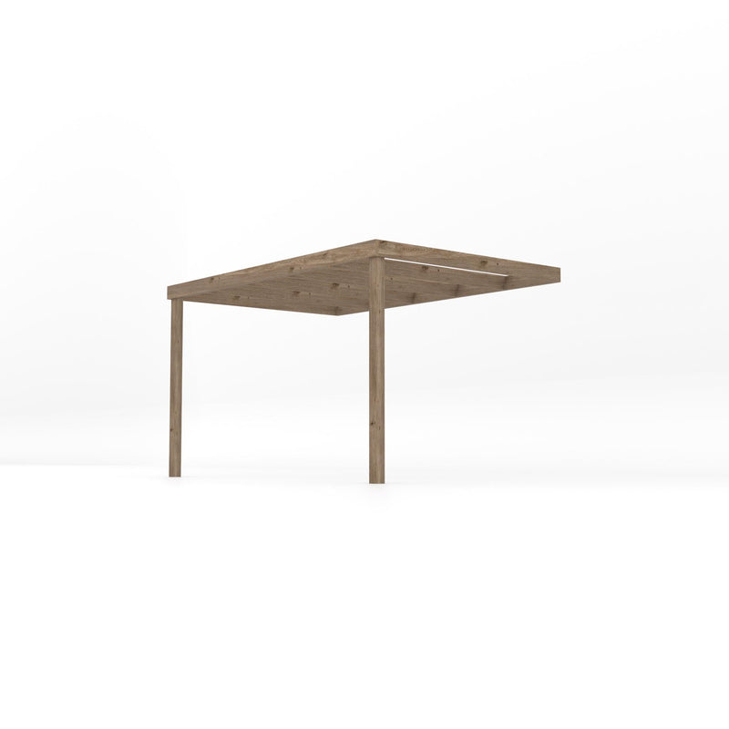 Wall Mounted Box Pergola - Rustic Brown - 2.4m Depth x 3.6m Length