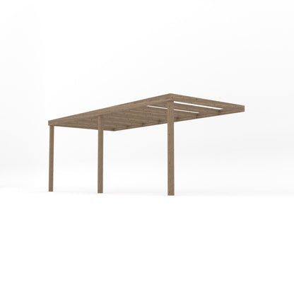 Wall Mounted Box Pergola - Rustic Brown - 2.4m Depth x 5.4m Length