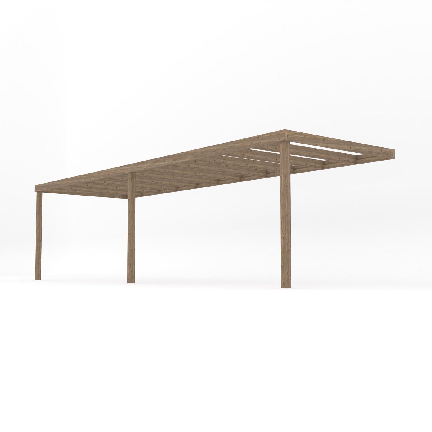 Wall Mounted Box Pergola - Rustic Brown - 2.4m Depth x 7.8m Length