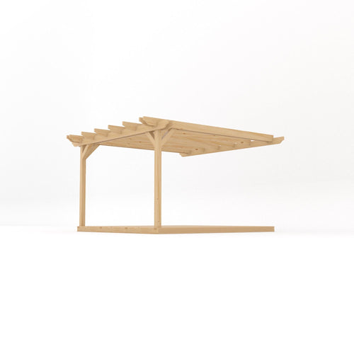 Wall Mounted Double Garden Pergola with Decking Kit | Timber | Multiple Sizes