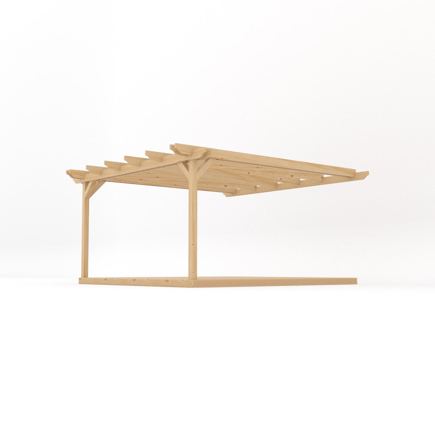 Wall Mounted Double Garden Pergola with Decking - Light Green - 4.2m Depth x 4.2m Length
