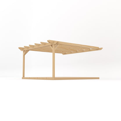 Wall Mounted Double Garden Pergola with Decking - Light Green - 4.2m Depth x 4.2m Length