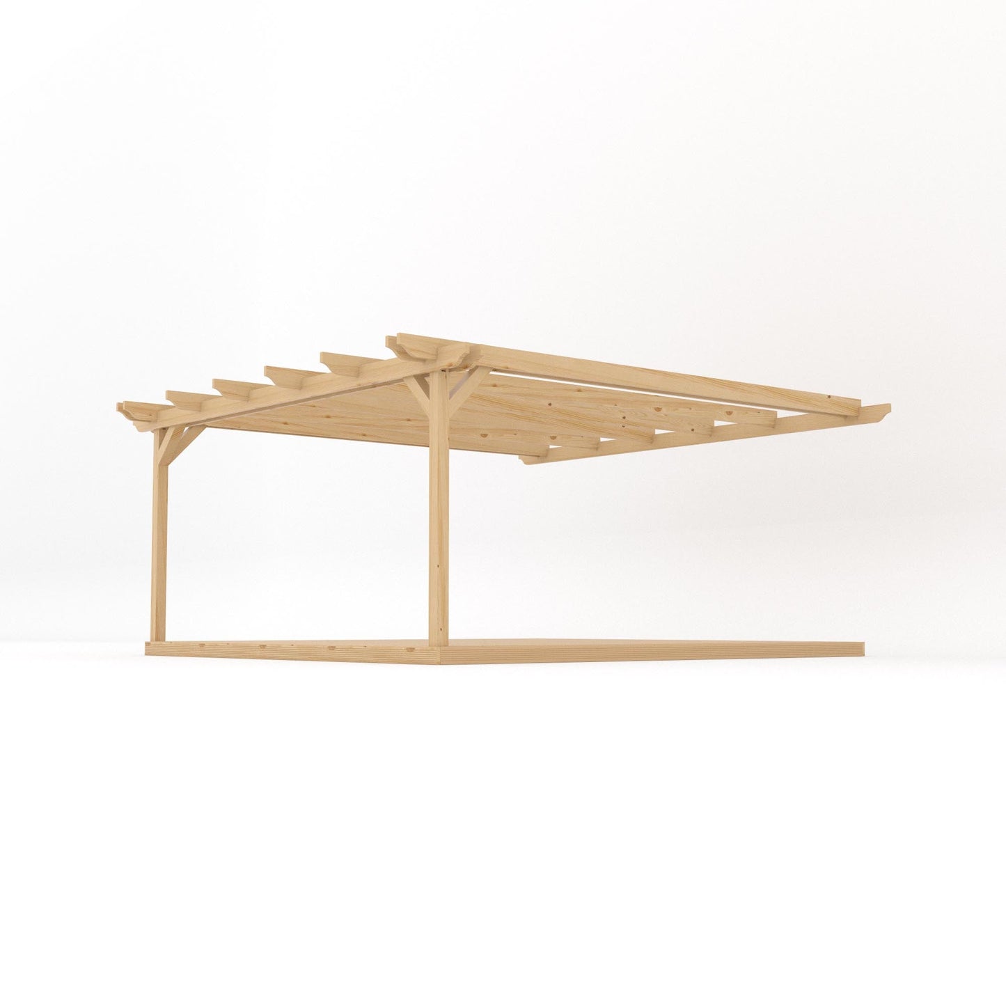 Wall Mounted Double Garden Pergola with Decking - Light Green - 4.8m Depth x 4.8m Length