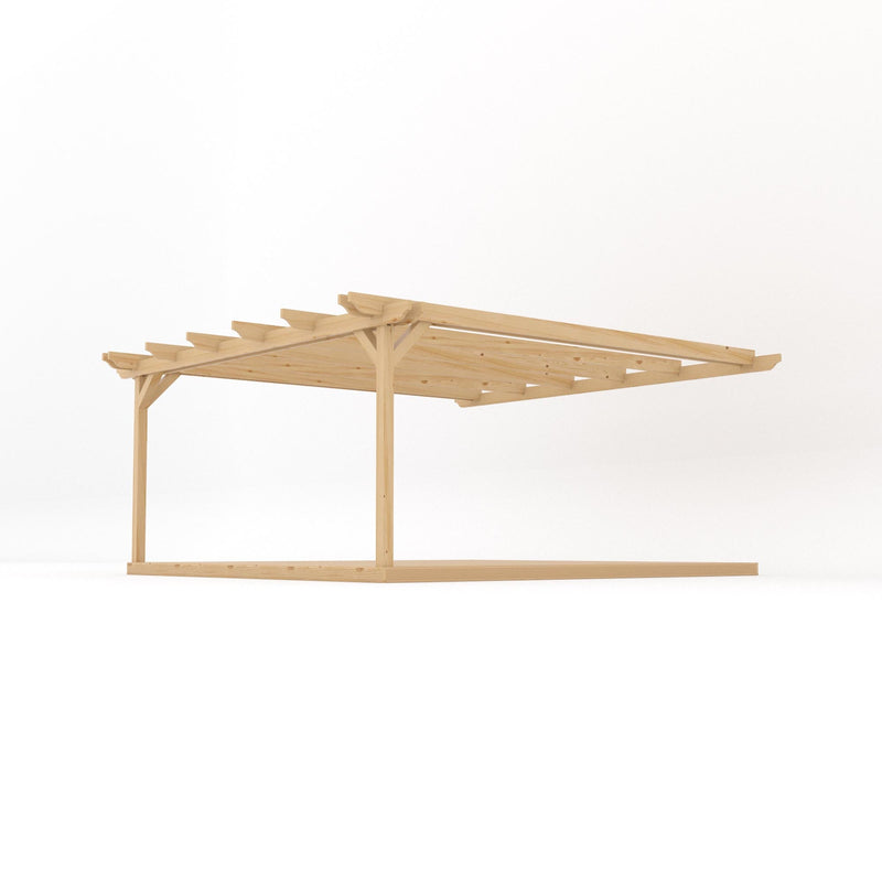 Wall Mounted Double Garden Pergola with Decking - Light Green - 4.8m Depth x 4.8m Length