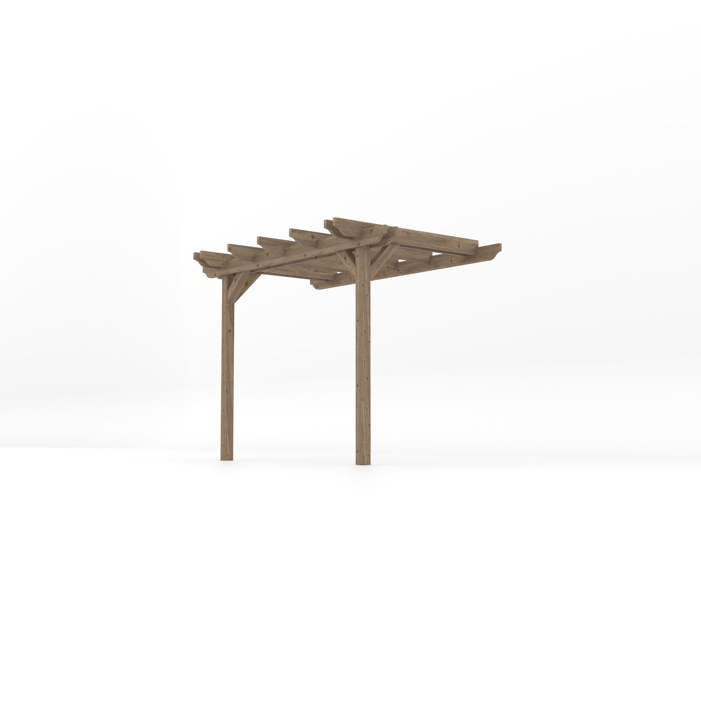 Wall Mounted Double Garden Pergola - Rustic Brown - 1.8m Depth x 3m Length