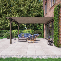 Veranda | Timber Double Garden Veranda | Wall Mounted Garden Structure | Open Slatted Roof | Rustic Brown | 1.8m Depth x 4.2m Length