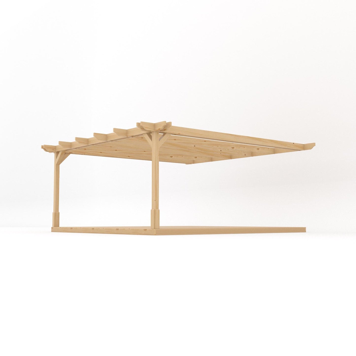 Wall Mounted Double Premium Pergola with Decking - Light Green - 4.8m Depth x 4.8m Length