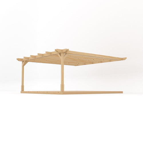 Wall Mounted Double Premium Pergola with Decking Kit | Timber | Multiple Sizes