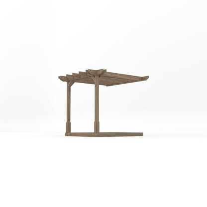 Wall Mounted Double Premium Pergola with Decking - Rustic Brown - 2.4m Depth x 2.4m Length
