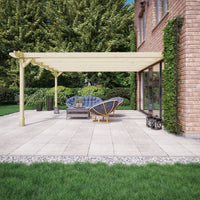 Veranda | Timber Double Premium Veranda | Wall Mounted Garden Structure | Heavyweight Section Timber | Light Green | 1.8m Depth x 3.6m Length