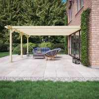Veranda | Timber Double Premium Veranda | Wall Mounted Garden Structure | Heavyweight Section Timber | Light Green | 1.8m Depth x 6.6m Length