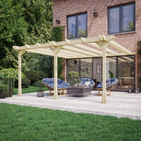 Veranda | Timber Double Premium Veranda | Wall Mounted Garden Structure | Heavyweight Section Timber | Light Green | 1.8m Depth x 4.2m Length