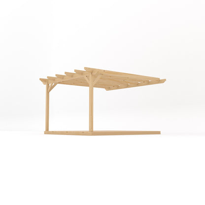 Wall Mounted Garden Pergola with Decking - Light Green - 3.6m Depth x 3.6m Length