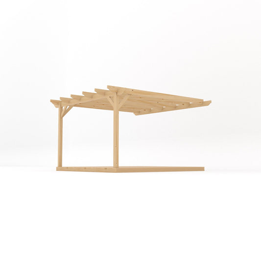 Veranda | Timber Garden Veranda | Integrated Decking Base | Wall Mounted Garden Structure | Light Green | 3.6m Depth x 3.6m Length