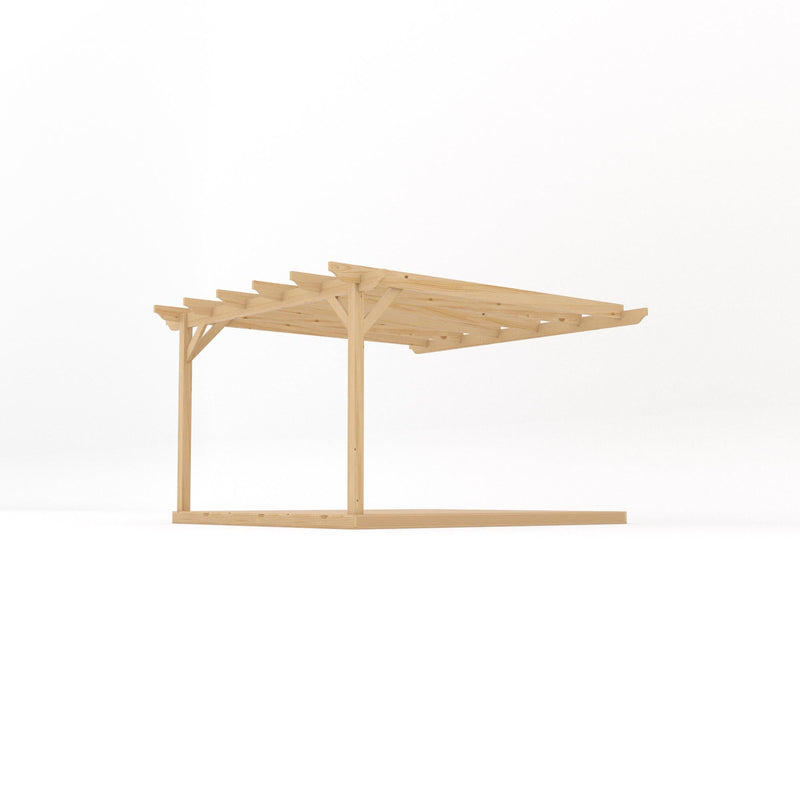 Wall Mounted Garden Pergola with Decking - Light Green - 3.6m Depth x 3.6m Length