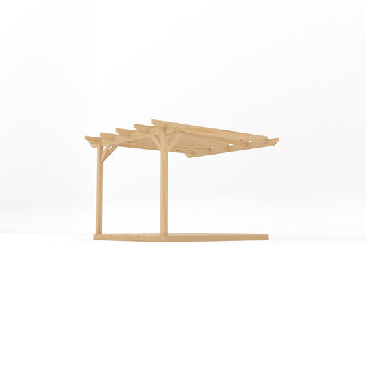 Veranda | Timber Garden Veranda | Integrated Decking Base | Wall Mounted Garden Structure | Light Green | 3m Depth x 3m Length