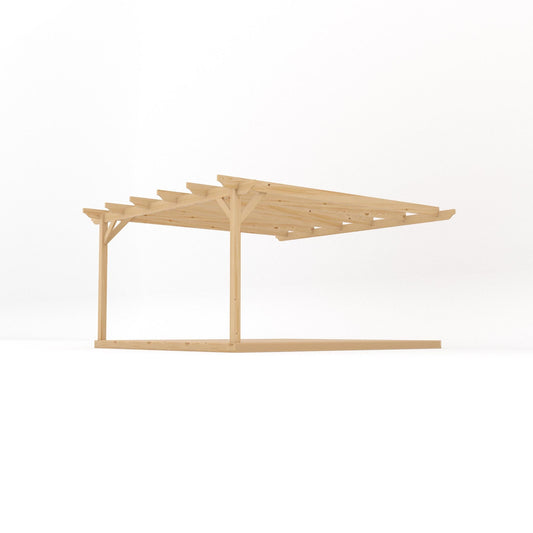 Veranda | Timber Garden Veranda | Integrated Decking Base | Wall Mounted Garden Structure | Light Green | 4.2m Depth x 4.2m Length