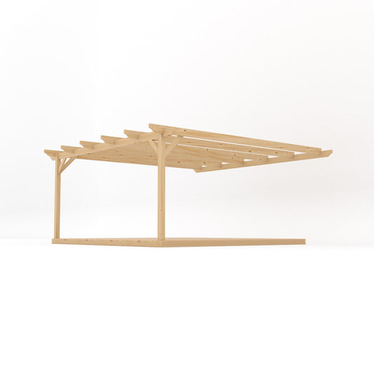 Veranda | Timber Garden Veranda | Integrated Decking Base | Wall Mounted Garden Structure | Light Green | 4.8m Depth x 4.8m Length