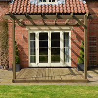 Veranda | Timber Garden Veranda | Integrated Decking Base | Wall Mounted Garden Structure | Rustic Brown | 4.8m Depth x 4.8m Length