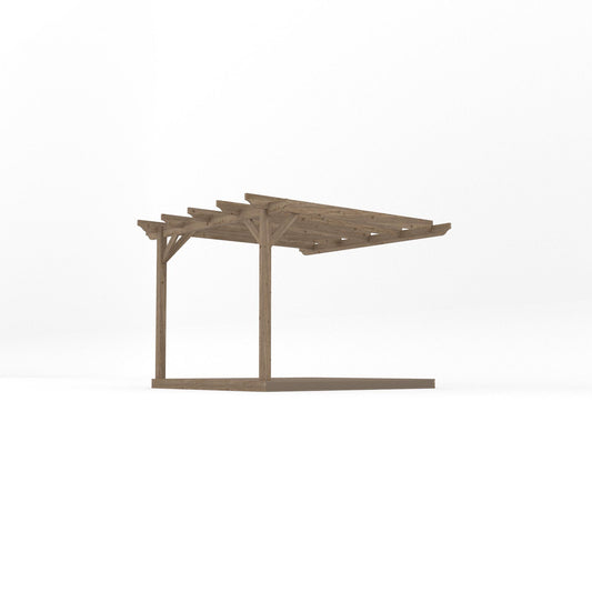 Veranda | Timber Garden Veranda | Integrated Decking Base | Wall Mounted Garden Structure | Rustic Brown | 3m Depth x 3m Length