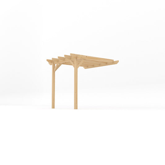 Veranda | Timber Garden Veranda | Wall Mounted Garden Structure | Open Slatted Roof | Light Green | 2.4m Depth x 2.4m Length
