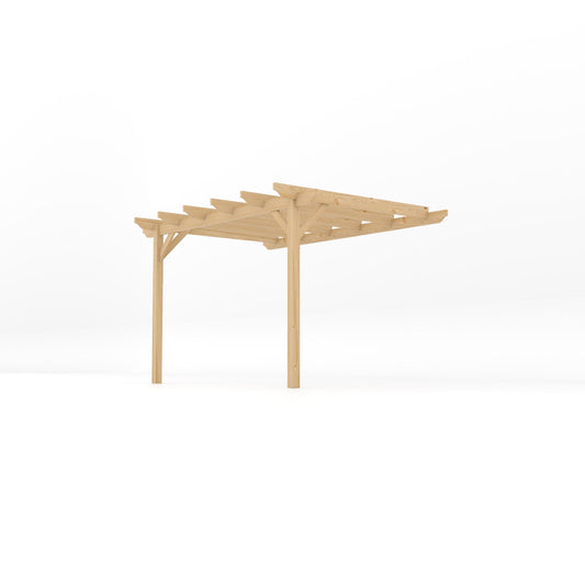 Veranda | Timber Garden Veranda | Wall Mounted Garden Structure | Open Slatted Roof | Light Green | 2.4m Depth x 3.6m Length