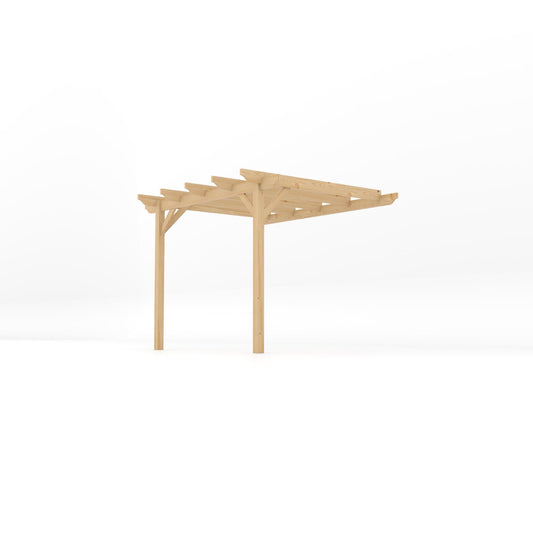 Veranda | Timber Garden Veranda | Wall Mounted Garden Structure | Open Slatted Roof | Light Green | 2.4m Depth x 3m Length
