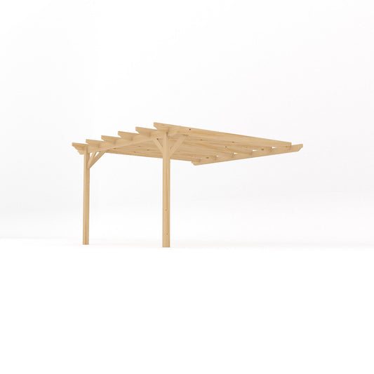 Veranda | Timber Garden Veranda | Wall Mounted Garden Structure | Open Slatted Roof | Light Green | 3.6m Depth x 3.6m Length