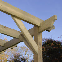 Veranda | Timber Garden Veranda | Wall Mounted Garden Structure | Open Slatted Roof | Light Green | 2.4m Depth x 3m Length