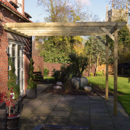 Wall Mounted Garden Pergola - Light Green - 4.2m Depth x 4.2m Length
