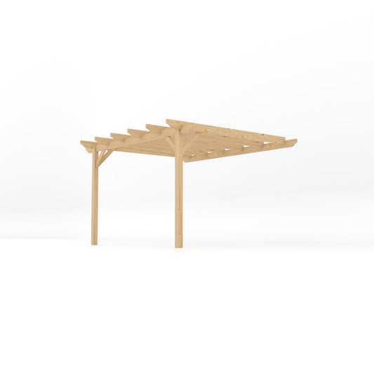 Veranda | Timber Garden Veranda | Wall Mounted Garden Structure | Open Slatted Roof | Light Green | 3m Depth x 3.6m Length