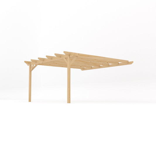 Veranda | Timber Garden Veranda | Wall Mounted Garden Structure | Open Slatted Roof | Light Green | 4.2m Depth x 4.2m Length