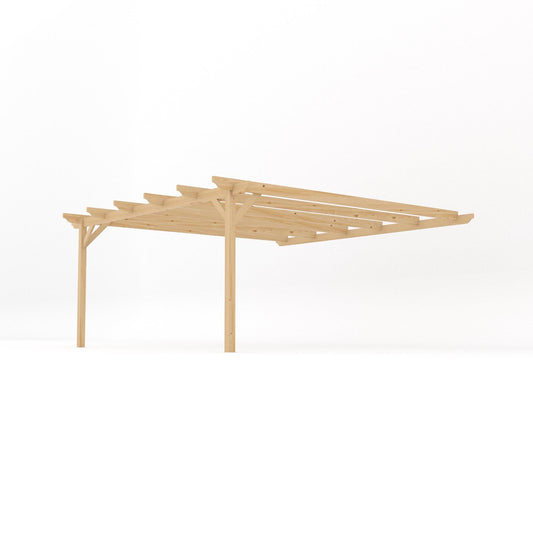 Veranda | Timber Garden Veranda | Wall Mounted Garden Structure | Open Slatted Roof | Light Green | 4.8m Depth x 4.8m Length