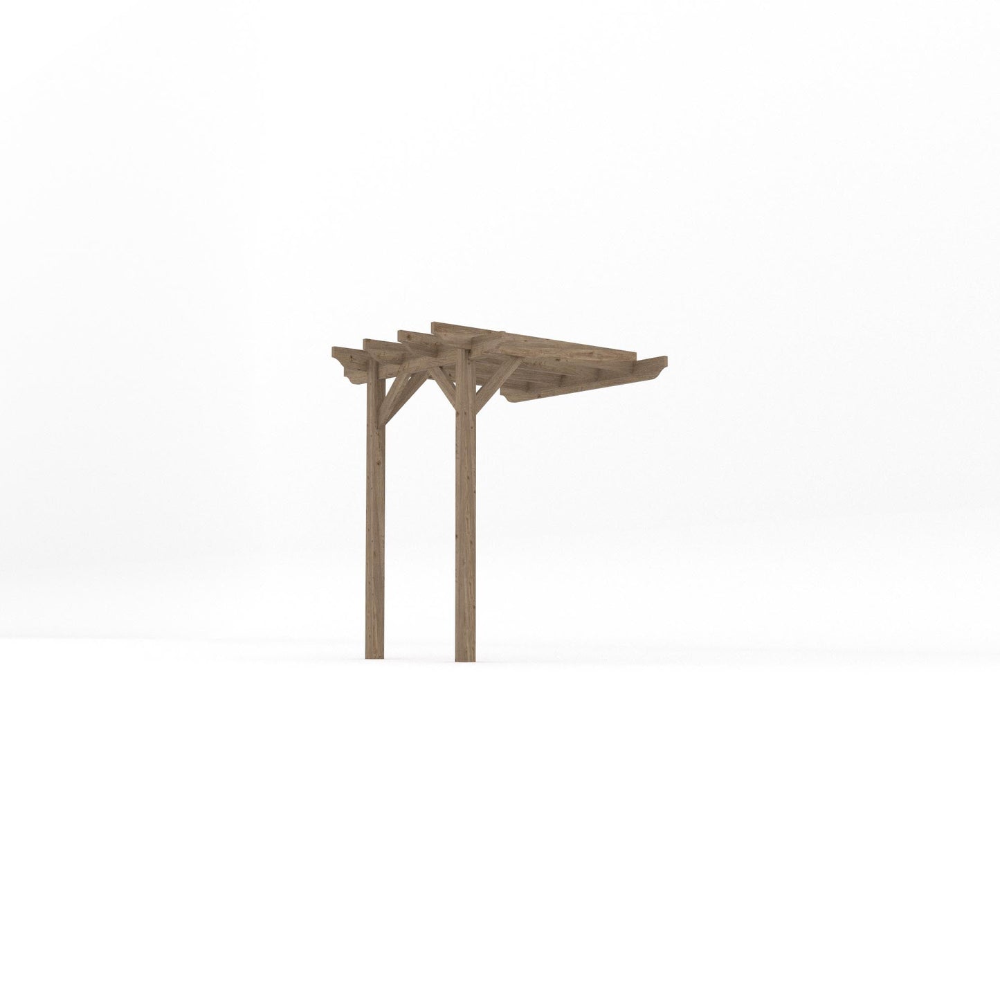 Wall Mounted Garden Pergola - Rustic Brown - 1.8m Depth x 1.8m Length