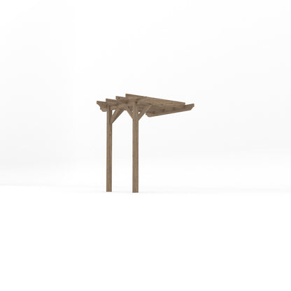 Wall Mounted Garden Pergola - Rustic Brown - 1.8m Depth x 1.8m Length