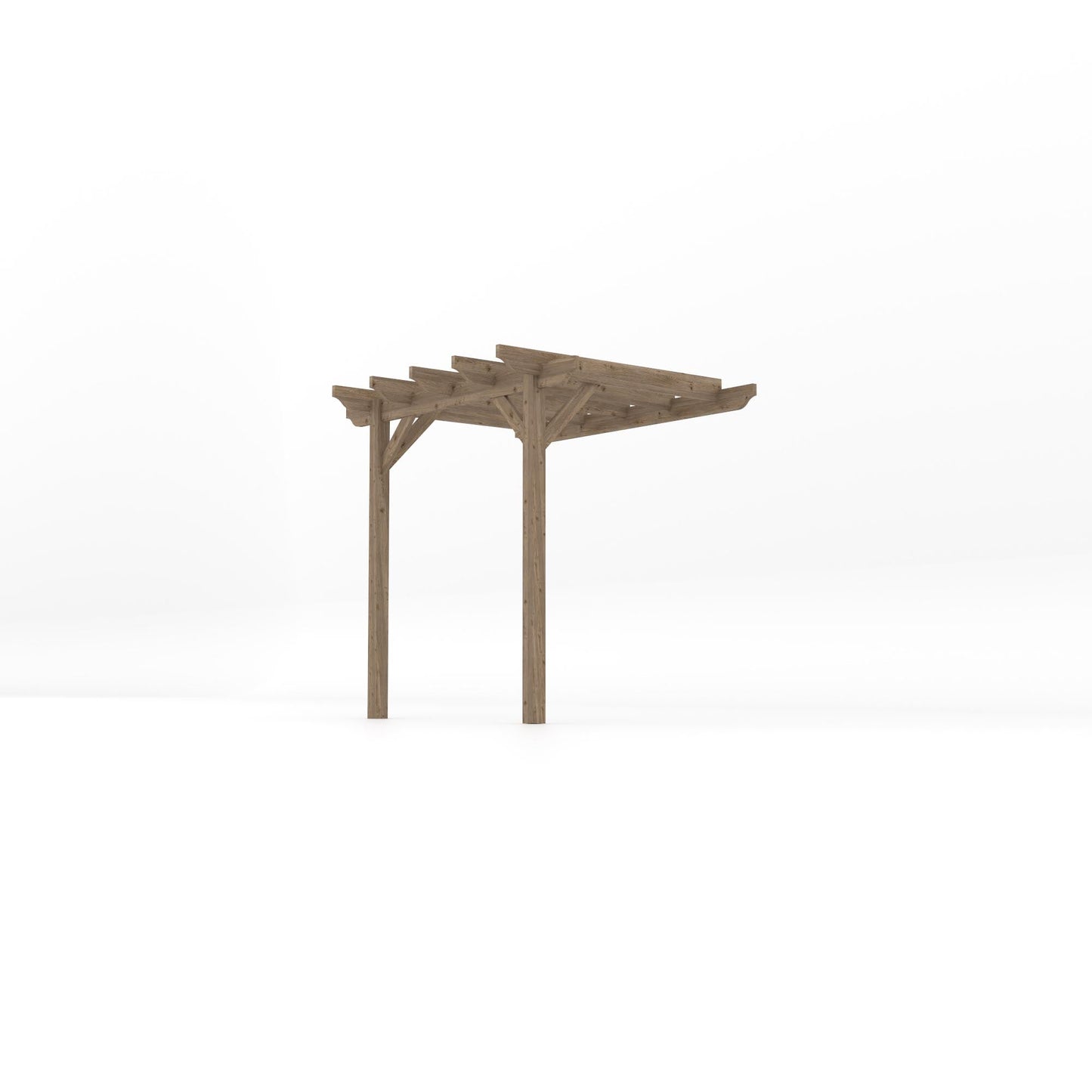 Wall Mounted Garden Pergola - Rustic Brown - 1.8m Depth x 2.4m Length