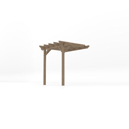 Wall Mounted Garden Pergola - Rustic Brown - 1.8m Depth x 2.4m Length