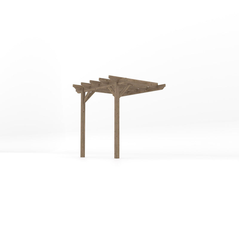 Wall Mounted Garden Pergola - Rustic Brown - 1.8m Depth x 2.4m Length
