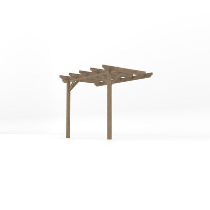 Wall Mounted Garden Pergola - Rustic Brown - 1.8m Depth x 3m Length