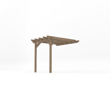 Wall Mounted Garden Pergola - Rustic Brown - 2.4m Depth x 2.4m Length