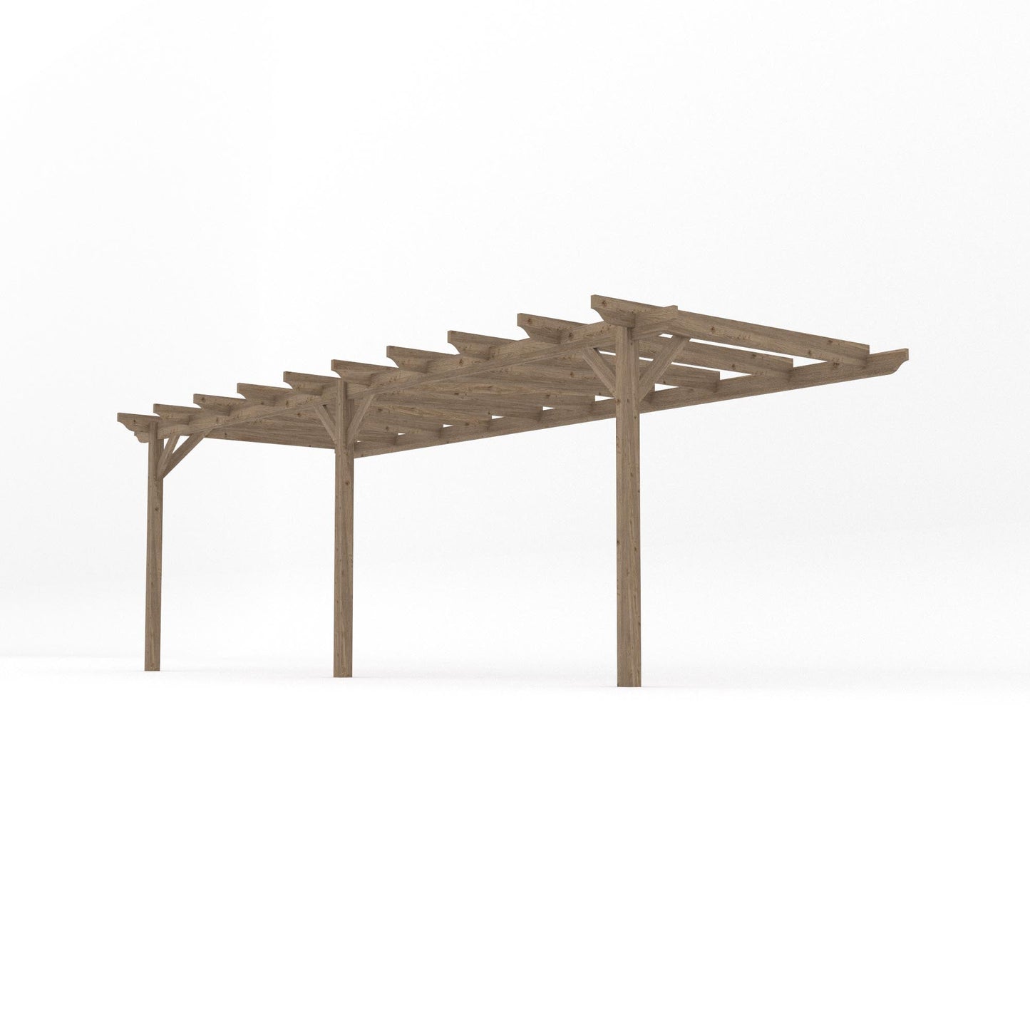 Wall Mounted Garden Pergola - Rustic Brown - 3m Depth x 6.6m Length