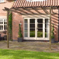 Veranda | Timber Garden Veranda | Wall Mounted Garden Structure | Open Slatted Roof | Rustic Brown | 2.4m Depth x 3m Length