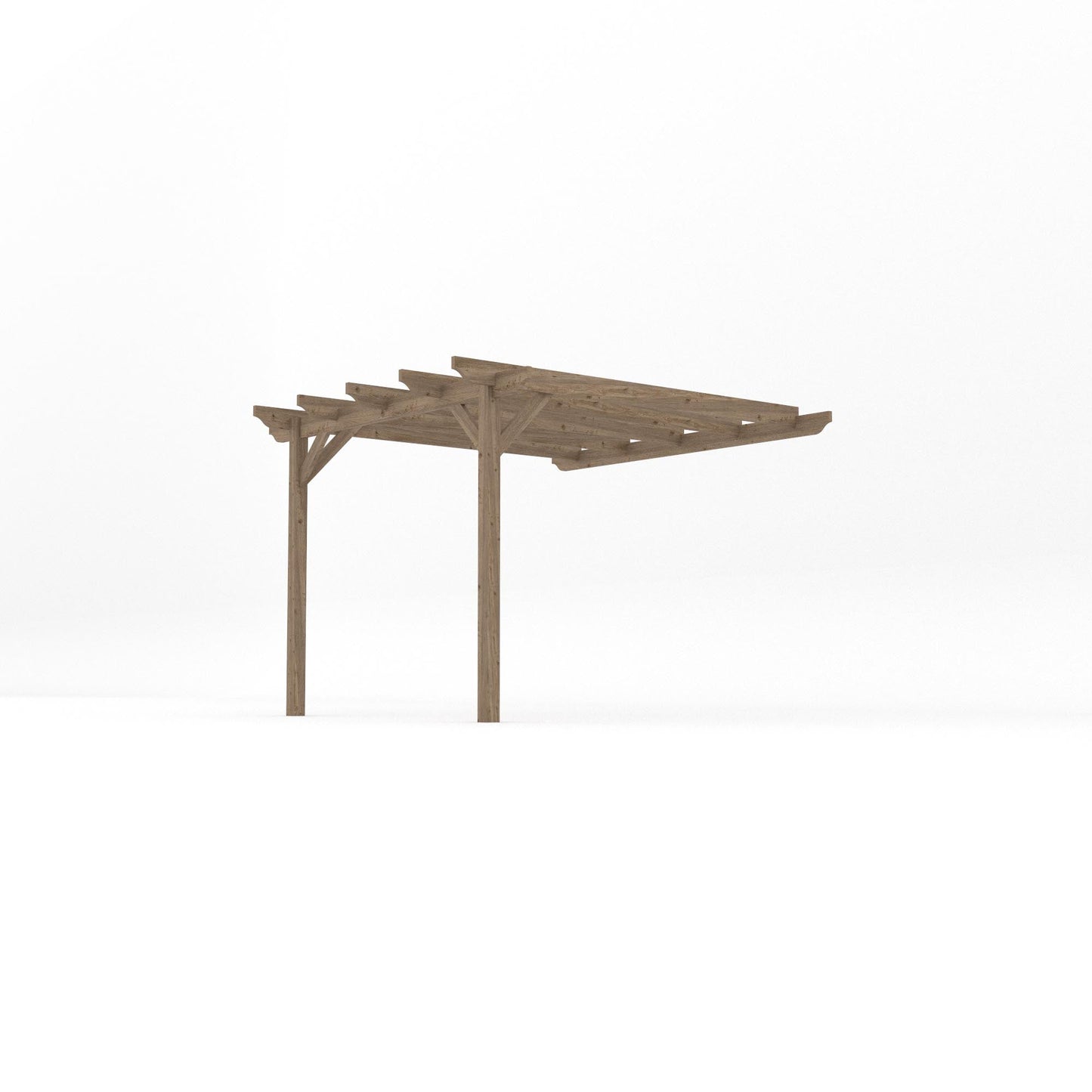 Wall Mounted Garden Pergola - Rustic Brown - 3m Depth x 3m Length