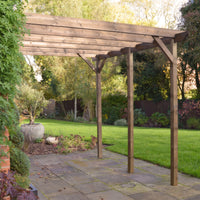 Veranda | Timber Garden Veranda | Wall Mounted Garden Structure | Open Slatted Roof | Rustic Brown | 2.4m Depth x 7.2m Length